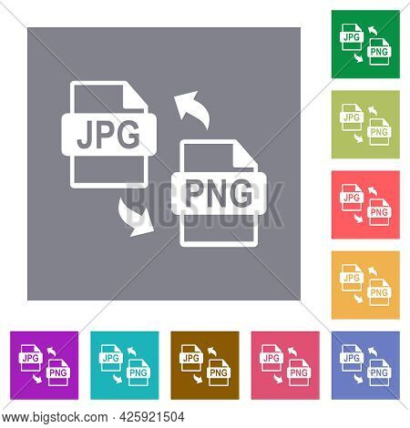 Jpg Png File Conversion Flat Icons On Simple Color Square Backgrounds