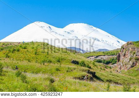 Landscape With A View Of Mount Elbrus, Kabardino-balkar Republic