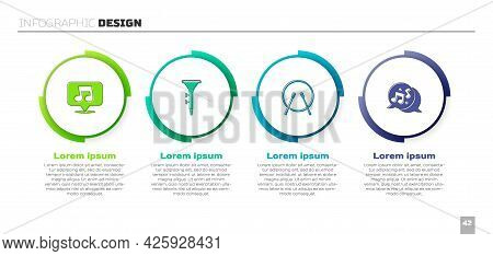 Set Music Note, Tone, Drum And Drum Sticks, And . Business Infographic Template. Vector