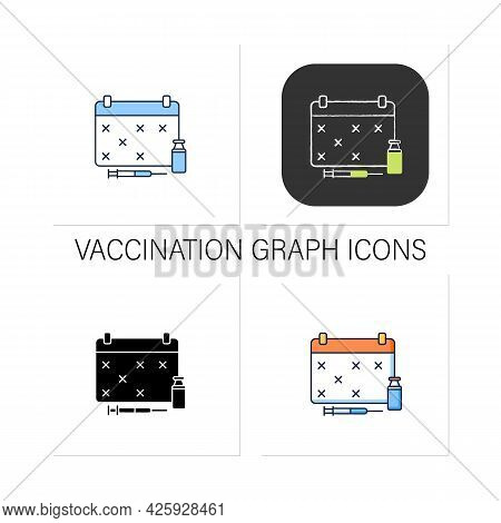 Schedule Icons Set. Vaccination Graph. Cosmetic Injection Schedule. Beauty Cosmetic Procedure Concep
