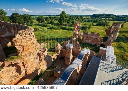 Belorussian Attraction - Ruins Of Old Ancient Castle In Golshany Village, Grodno Region, Belarus.