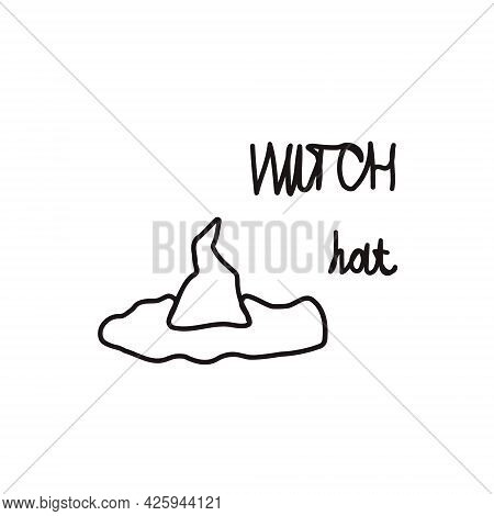 Witch Hat. Halloween. Holiday .line Art. Abstraction Background,