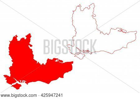 South East England Region (united Kingdom, Region Of England) Map Vector Illustration, Scribble Sket