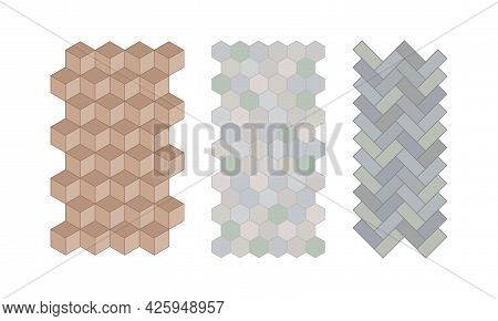 Flagstone For Pavement And Garden Walkway As Landscape Elements Vector Set