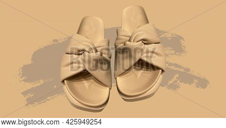 Elegant Fashionable Summer Quilted Flat Sandals. Quilted Straps With Toe Divider. Stylish Women's Sa