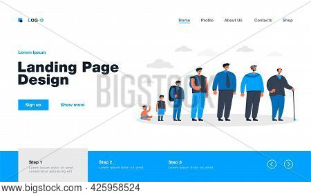 Cartoon Illustration Of Person Life Evolution. Flat Vector Illustration. Different Human Growth Stag