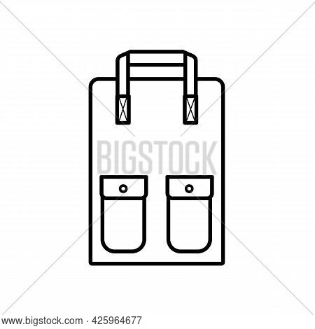 School Backpack With Two Pockets, Simple Linear Icon Isolated On White Background. Goods For School,
