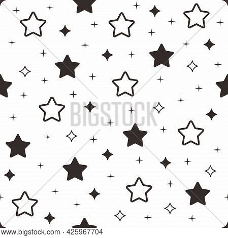 Seamless Star Pattern Design, Simple Flat Unique Star Pattern Template Vector
