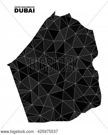 Low-poly Dubai Emirate Map. Polygonal Dubai Emirate Map Vector Combined Of Randomized Triangles. Tri