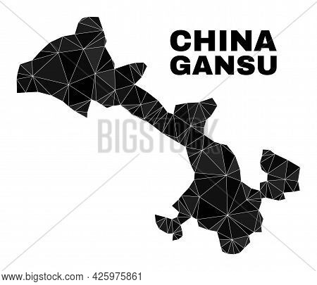 Lowpoly Gansu Province Map. Polygonal Gansu Province Map Vector Is Designed Of Scattered Triangles. 