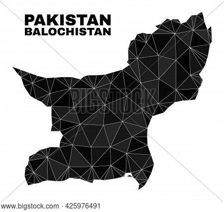 Lowpoly Balochistan Province Map. Polygonal Balochistan Province Map Vector Is Constructed Of Random