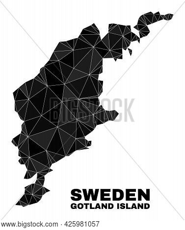 Lowpoly Gotland Island Map. Polygonal Gotland Island Map Vector Is Designed With Scattered Triangles