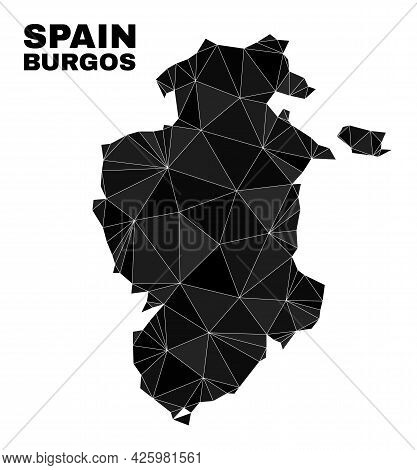 Lowpoly Burgos Province Map. Polygonal Burgos Province Map Vector Filled Of Randomized Triangles. Tr