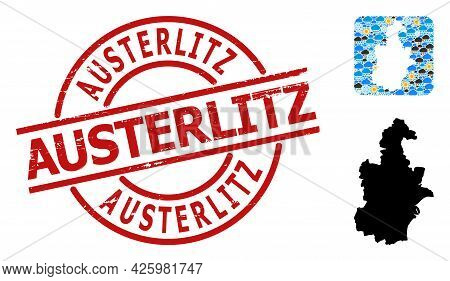 Weather Mosaic Map Of Tianjin Municipality, And Distress Red Round Austerlitz Seal.
