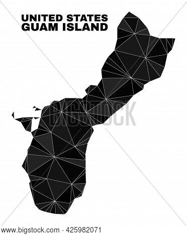 Lowpoly Guam Island Map. Polygonal Guam Island Map Vector Is Designed Of Scattered Triangles. Triang