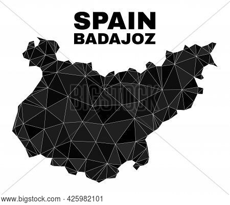 Low-poly Badajoz Province Map. Polygonal Badajoz Province Map Vector Is Combined From Random Triangl