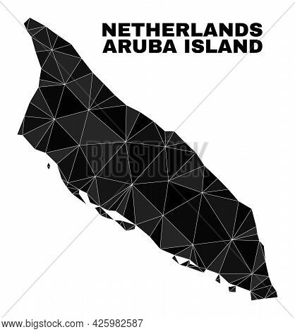 Lowpoly Aruba Island Map. Polygonal Aruba Island Map Vector Is Constructed With Randomized Triangles