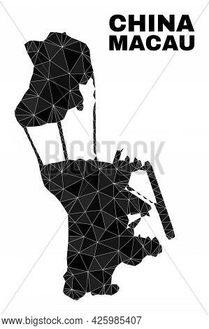 Lowpoly Macau Map. Polygonal Macau Map Vector Constructed From Randomized Triangles. Triangulated Ma