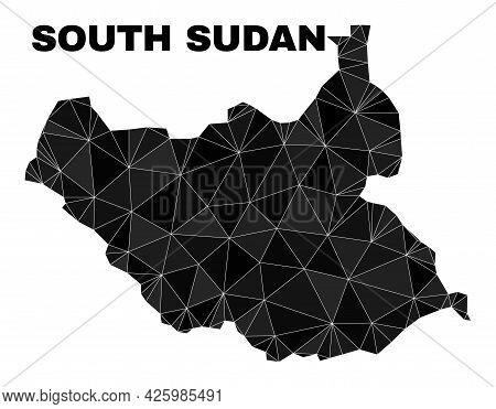 Low-poly South Sudan Map. Polygonal South Sudan Map Vector Designed Of Randomized Triangles. Triangu