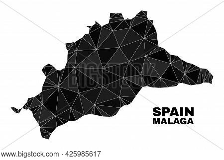 Lowpoly Malaga Province Map. Polygonal Malaga Province Map Vector Filled From Randomized Triangles. 