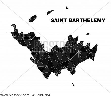 Lowpoly Saint Barthelemy Map. Polygonal Saint Barthelemy Map Vector Constructed With Chaotic Triangl