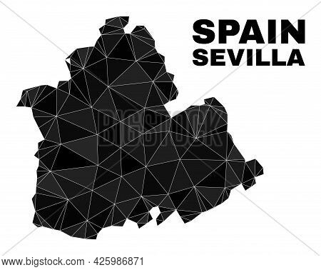 Low-poly Sevilla Province Map. Polygonal Sevilla Province Map Vector Combined Of Chaotic Triangles. 