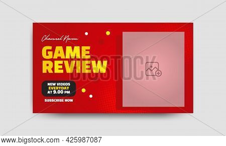 Gaming Channel Video Thumbnail And Web Banner Template. Video Game Review Thumbnails