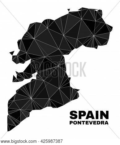 Low-poly Pontevedra Province Map. Polygonal Pontevedra Province Map Vector Is Designed With Chaotic 