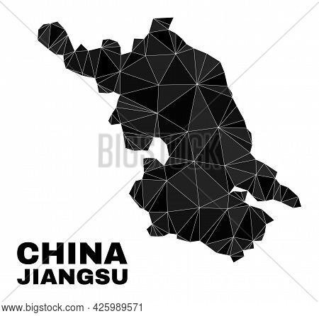 Lowpoly Jiangsu Province Map. Polygonal Jiangsu Province Map Vector Is Filled From Random Triangles.