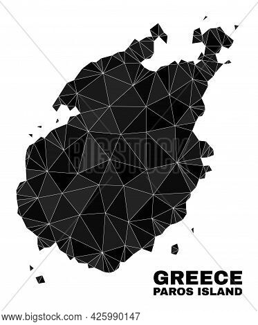Low-poly Paros Island Map. Polygonal Paros Island Map Vector Designed Of Random Triangles. Triangula