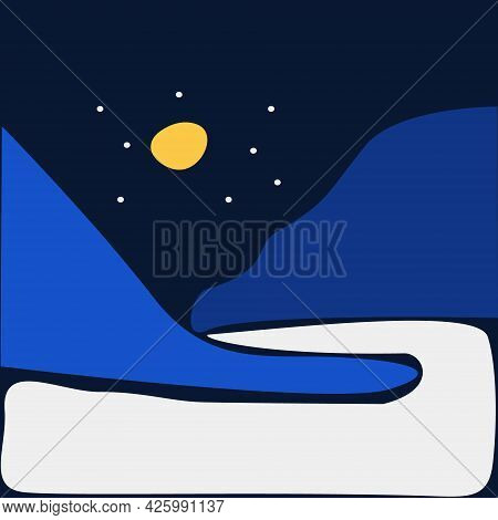Moubtains And River Landscape. Template For Polygraphy, Web-design