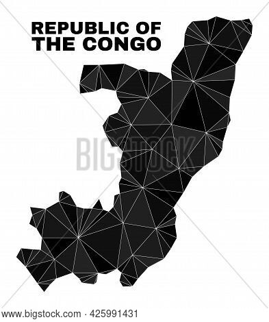 Low-poly Republic Of The Congo Map. Polygonal Republic Of The Congo Map Vector Filled Of Random Tria