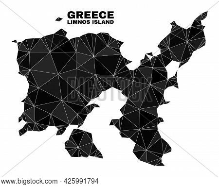 Low-poly Limnos Island Map. Polygonal Limnos Island Map Vector Combined From Random Triangles. Trian