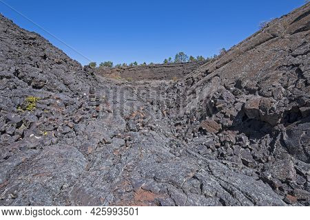 Heading Into The Lava Falls Crater In El Malpais National Monument In New Mexico