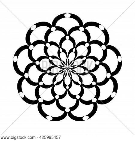Abstract Circle Floral Pattern. Decorative Design Element. Vector Art.