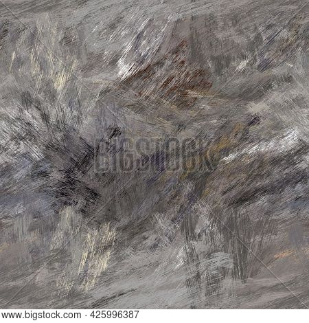 Seamless Abstract Painted Brushed Texture. Spikey Material Pattern Background. Grunge Rough Colour W