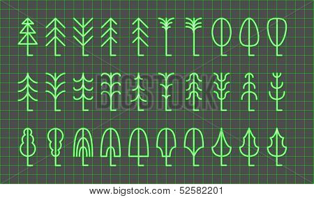 Tree icon set. Vector illustration