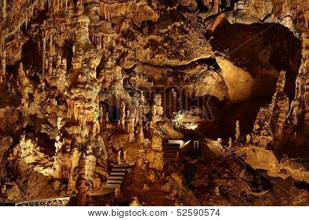 Limestone formations inside a cave