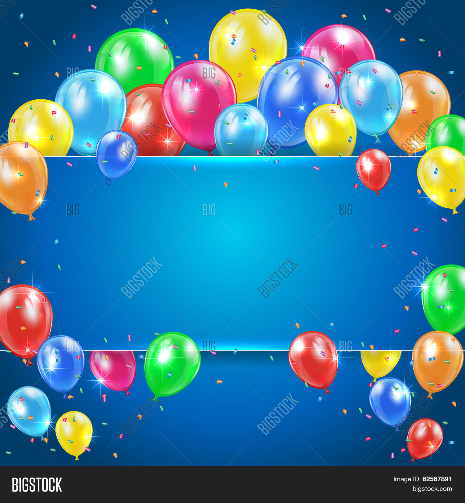 Balloons On Blue Vector & Photo (Free Trial) | Bigstock