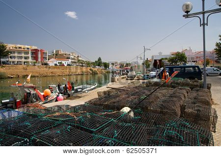 Baskets on Lobster in a fishing village Ferragudo Algarve Portugal