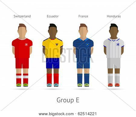 Football teams. Group E - Switzerland, Ecuador, France, Honduras
