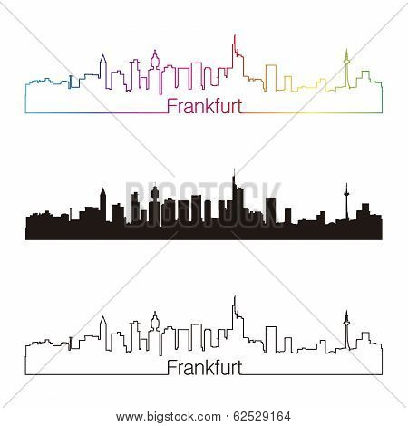 Frankfurt Skyline Linear Style With Rainbow