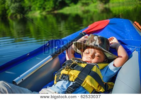 Boy kayaking