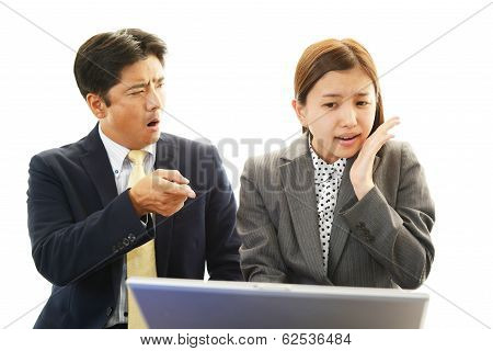 Dissatisfied businessman and businesswomen