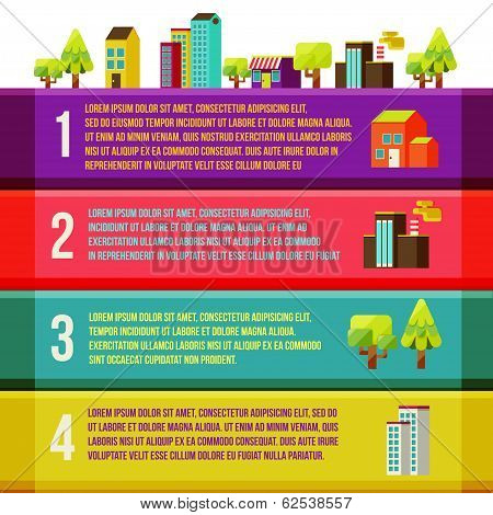 Banners with city, City of info graphics