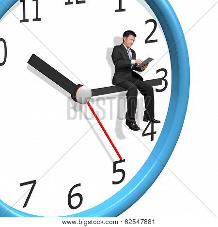 Man Sitting On Clock Hands