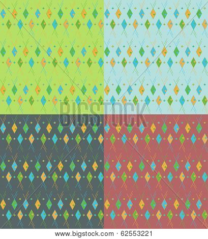 geometric seamless ornamental pattern with fishes