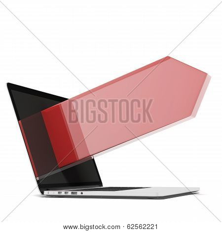 laptop with red arrow