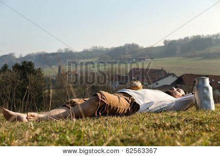 Man Relaxing In The Nature