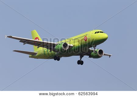 S7 - Siberia Airlines Airbus A319-114 aircraft on the blue sky background